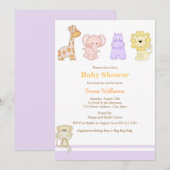 Paarse Jungle Babys Baby Shower Uitnodiging (Voorkant / Achterkant)