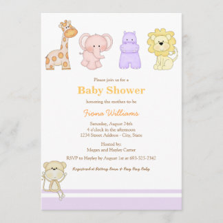 Paarse Jungle Babys Baby Shower Uitnodiging