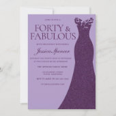 Paarse jurk 40 & fantastisch 40ste verjaardagsfees kaart (Voorkant)