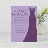 Paarse jurk 40 & fantastisch 40ste verjaardagsfees kaart (Staand voorkant)
