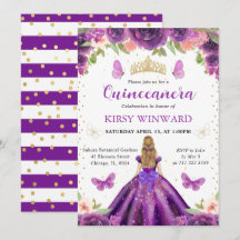 Paarse Jurk Blondine Prinses Quinceanera