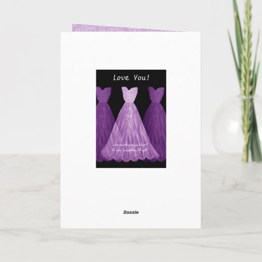 PAARSE jurk BRUIDSMEISJE bruiloft Dank u R451B Bedankkaart (Achterkant)