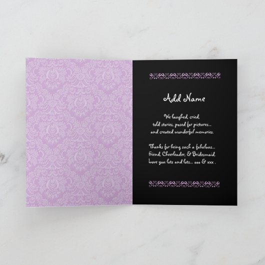 PAARSE jurk BRUIDSMEISJE bruiloft Dank u R451B Bedankkaart (Binnen)