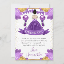 Paarse jurk bruine haren prinses Quinceanera