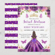 Paarse Jurk Bruine Prinses Sweet 16