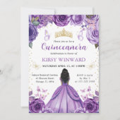 Paarse jurk Dark Skin Princess Quinceanera Kaart (Voorkant)