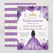 Paarse jurk Dark Skin Princess Quinceanera Kaart (Voorkant / Achterkant)