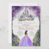 Paarse Jurk Floral Greenery Forest 16 Mis Quince Kaart (Voorkant)