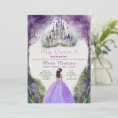 Paarse Jurk Floral Greenery Forest 16 Mis Quince Kaart (Staand voorkant)