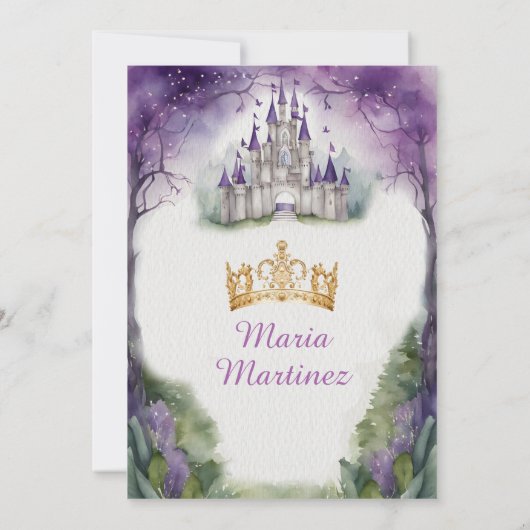 Paarse Jurk Floral Greenery Forest 16 Mis Quince Kaart (Achterkant)