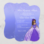 Paarse jurk vintage Quinceañera Kaart (Voorkant / Achterkant)