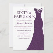 Paarse jurk zestig en fantastische 60e verjaardag kaart (Voorkant)