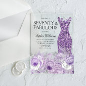 Paarse jurk zeventig en fantastische 70e verjaarda acryl uitnodigingen