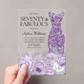 Paarse jurk zeventig en fantastische 70e verjaarda acryl uitnodigingen (Insitu (Draagbaar))