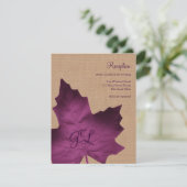 Paarse Jute Monogram Ontvangstkaart Kaart (Staand voorkant)