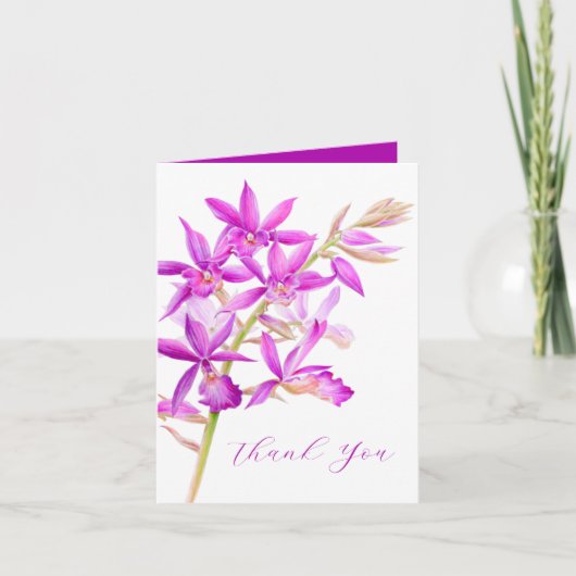 paarse juweel orchidee waterverf bruiloft dank u kaart (Voorkant)
