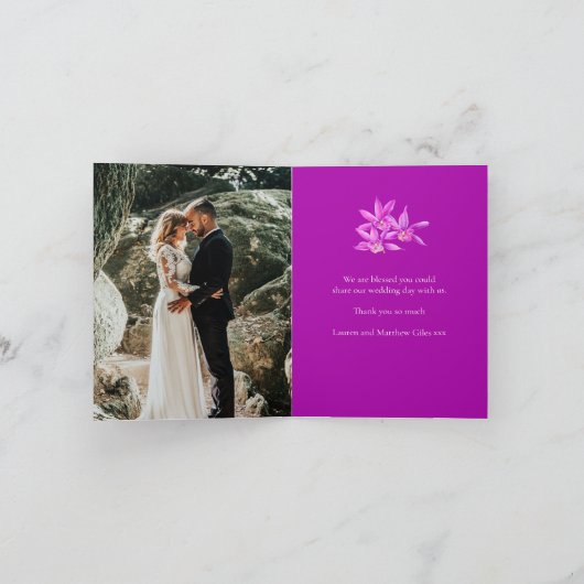 paarse juweel orchidee waterverf bruiloft dank u kaart (Binnen)
