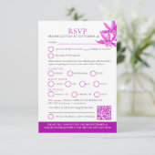 Paarse juwelen orchidee waterverf bruiloft RSVP QR (Staand voorkant)