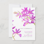 Paarse juwelen orchidee waterverf bruiloft RSVP QR (Achterkant)