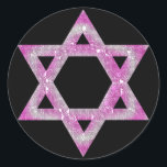 Paarse juwelen ster van David Design Ronde Sticker<br><div class="desc">een  ster van David in een roze/purplish jeweled design... {grafisch door MarloDeeDesignes.com}</div>