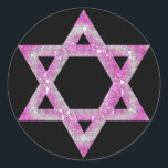 Paarse juwelen ster van David Design Ronde Sticker<br><div class="desc">een  ster van David in een roze/purplish jeweled design... {grafisch door MarloDeeDesignes.com}</div>