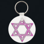 Paarse juwelen ster van David Design Sleutelhanger<br><div class="desc">een  ster van David in een roze/purplish jeweled design... {grafisch door MarloDeeDesignes.com}</div>