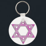 Paarse juwelen ster van David Design Sleutelhanger<br><div class="desc">een  ster van David in een roze/purplish jeweled design... {grafisch door MarloDeeDesignes.com}</div>