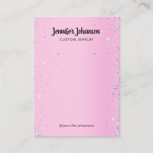 Paarse juwelenhouder met glitter oorringen Roze Bu Visitekaartje (Voorkant)