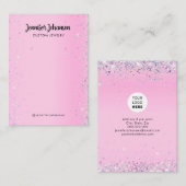 Paarse juwelenhouder met glitter oorringen Roze Bu Visitekaartje (Voorkant / Achterkant)