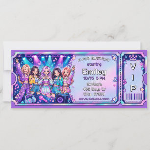 Paarse K-Pop VIP-pas concert verjaardagskaart Kaart