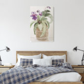 Paarse Kaapse Primula Waterverf Canvasprint Canvas Afdruk (Insitu (Slaapkamer))