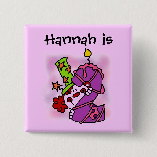 Paarse kaars clown 2e verjaardag Button (Voorkant)