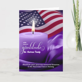 Paarse kaars en vlaggedenkteken bedankkaart