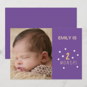 paarse kaart 2 maanden oude daisy bloemen met foto (Voorkant / Achterkant)