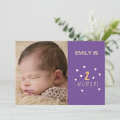 paarse kaart 2 maanden oude daisy bloemen met foto (Staand voorkant)