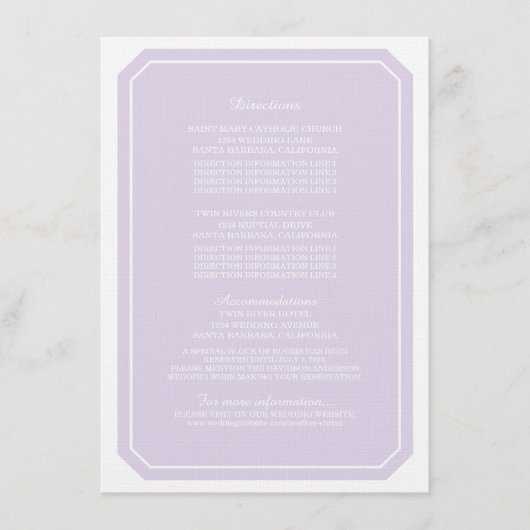 Paarse Kaart Eenvoudig elegante informatie (Voorkant)