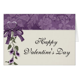 Paarse Kaart Heart/Flowers Happy Valentijnsdag