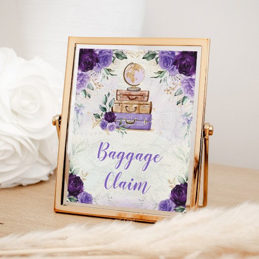 Paarse kaart Reisbagage Claim Decor Poster