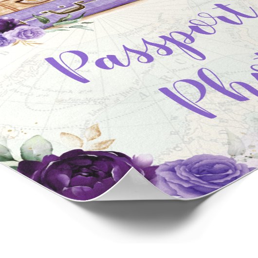 Paarse  kaart Reizen Paspoort Foto's Teken Poster (Hoek)