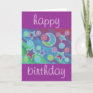 Paarse kaart van Bright Night 'happy jarig'