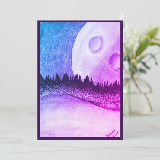 Paarse kaart van de maan en de planeet (Staand voorkant)