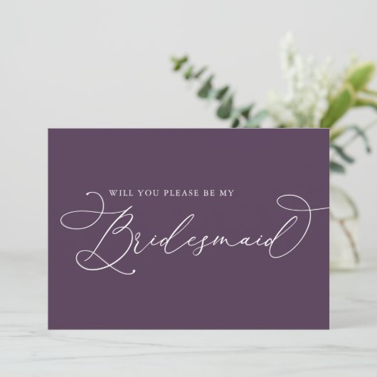 Paarse Kaart van het Bridesmaid-voorstel voor een  (Staand voorkant)