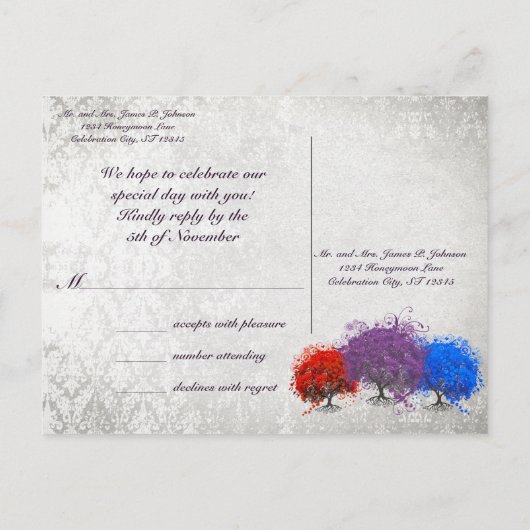 Paarse kaart voor een monogram van het heetsenbord (Achterkant)