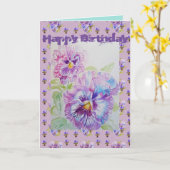  Paarse kaart voor Viola Waterverf (Gele Bloem)