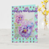  Paarse kaart voor Viola Waterverf (Gele Bloem)