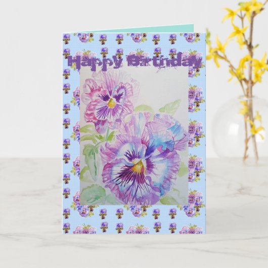  Paarse kaart voor Viola Waterverf (Gele Bloem)