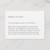 Paarse kaarten voor de receptie voor vreedzame bru (Achterkant)