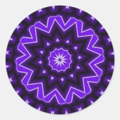 Paarse Kaledoscoop Ronde Sticker (Voorkant)