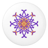 Paarse Kaleid Ceramic Knob. Keramische Knop (Voorkant)