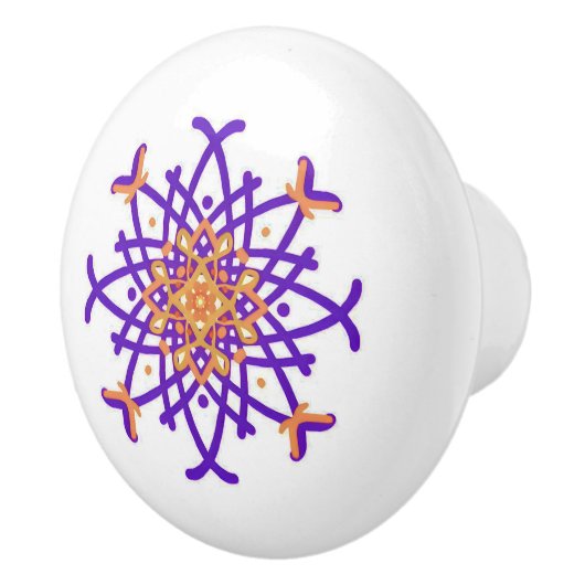 Paarse Kaleid Ceramic Knob. Keramische Knop (Rechts)